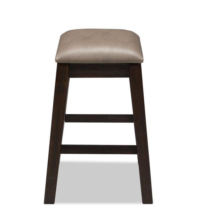 Astoria Counter-Height Stool with Vegan Leather Fabric - Brown & Grey