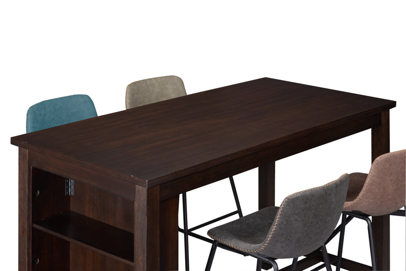 Astoria Counter-Height Dining Table with Built-in Shelves, 60\"W - Brown