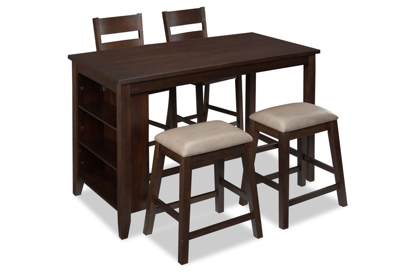 Astoria Counter-Height Stool with Vegan Leather Fabric - Brown & Grey