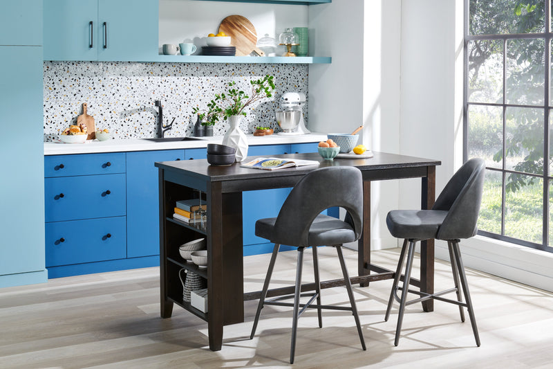 Astoria Counter-Height Dining Table with Built-in Shelves, 60\"W - Brown