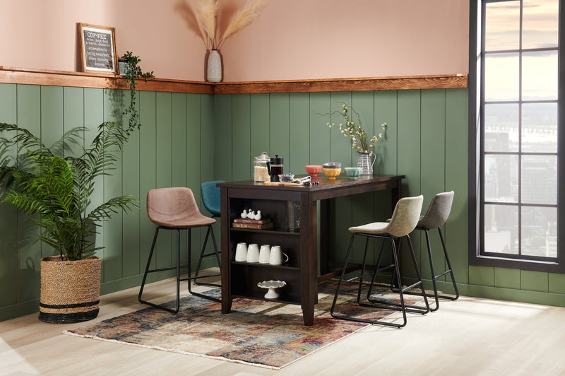 Astoria Counter-Height Dining Table with Built-in Shelves, 60\"W - Brown