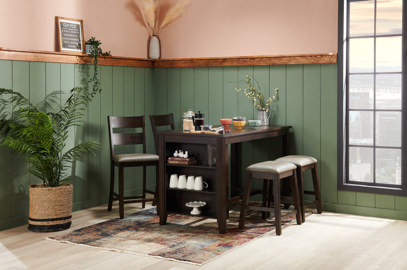 Astoria Counter-Height Dining Table with Built-in Shelves, 60\"W - Brown