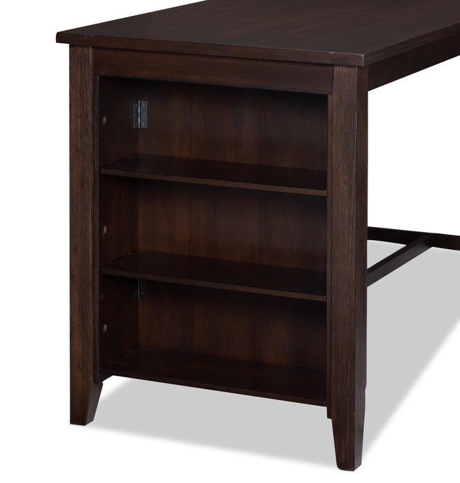 Astoria Counter-Height Dining Table with Built-in Shelves, 60\"W - Brown