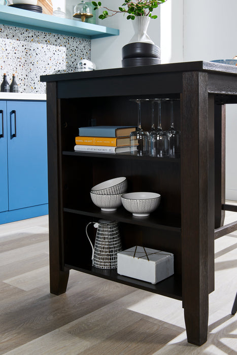 Astoria Counter-Height Dining Table with Built-in Shelves, 60\"W - Brown