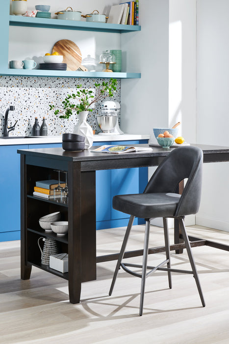 Astoria Counter-Height Dining Table with Built-in Shelves, 60\"W - Brown