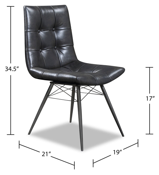 Avis Dining Chair with Vegan Leather Fabric, Metal - Black