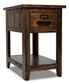 Casey 16\" Rustic Chairside Table with Storage and Shelf - Brown Wood