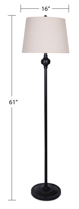 Ciara Traditional Matte Black 3-Piece Set, Floor and Two Table Lamps