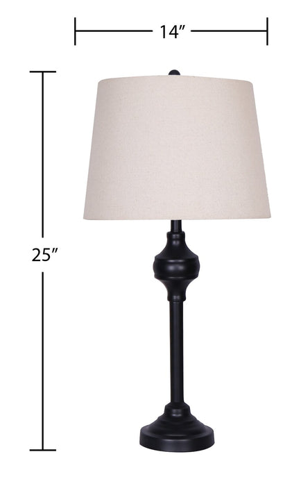 Ciara Traditional Matte Black 3-Piece Set, Floor and Two Table Lamps