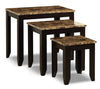 Roma 25\" Rustic 3-Pack Nesting Tables with Shelf - Cappucino Marble Look