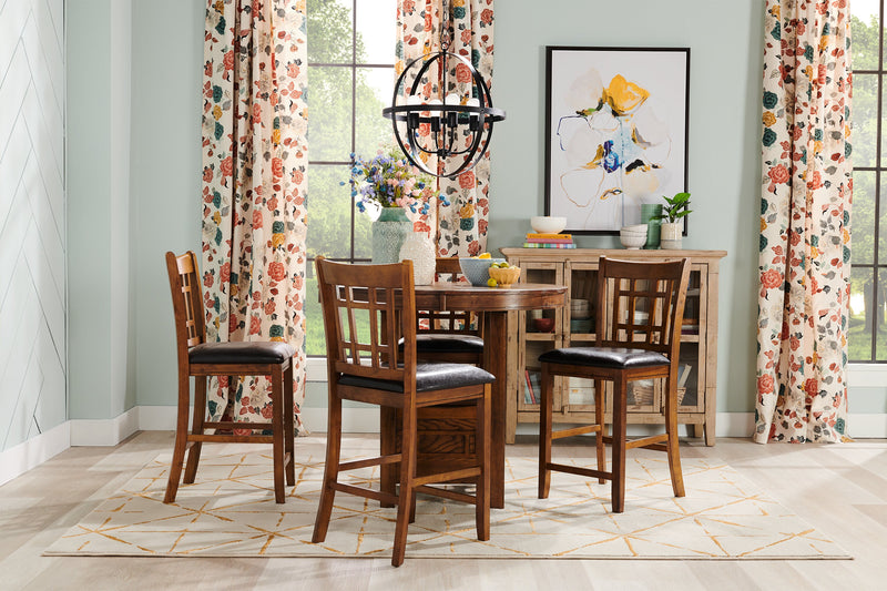 Dena Counter-Height Dining Table with 42-60\"W Extension, Round  - Oak Brown