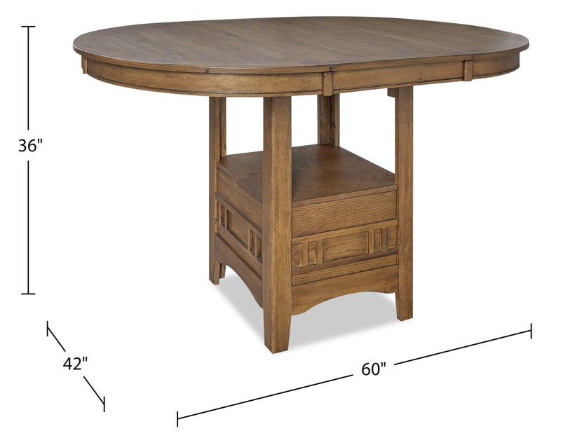 Dena Counter-Height Dining Table with 42-60\"W Extension, Round  - Oak Brown