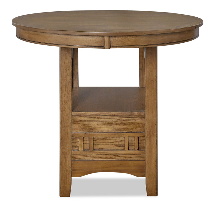 Dena Counter-Height Dining Table with 42-60\"W Extension, Round  - Oak Brown