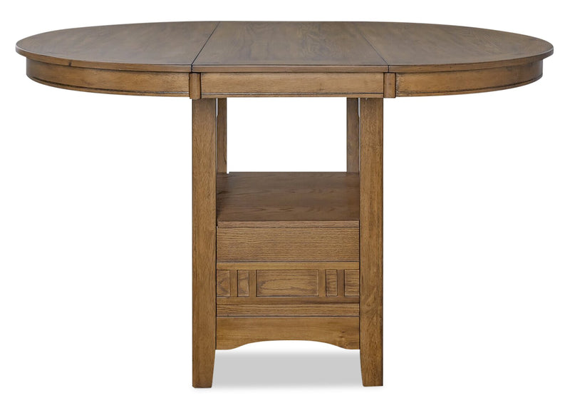 Dena Counter-Height Dining Table with 42-60\"W Extension, Round  - Oak Brown