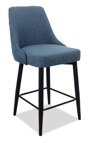 Eden Counter-Height Stool with Linen-Look Fabric, Metal - Blue