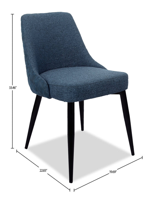 Eden Dining Chair with Linen-Look Fabric, Metal - Blue