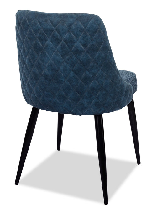 Eden Dining Chair with Linen-Look Fabric, Metal - Blue