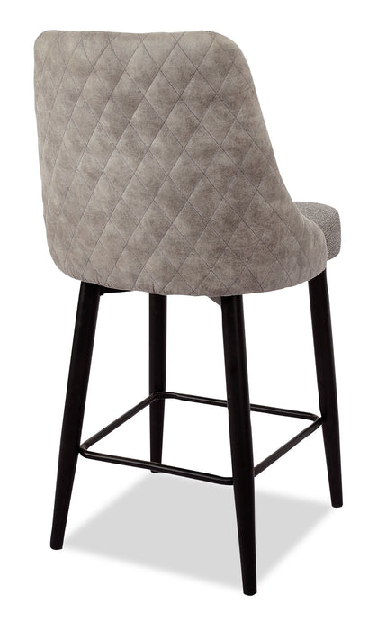 Eden Counter-Height Stool with Linen-Look Fabric, Metal - Grey