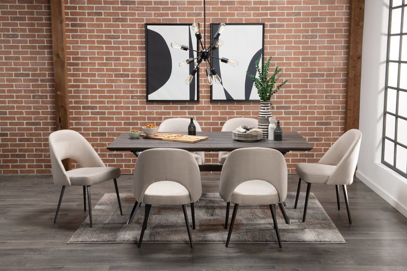 Elijah Dining Chair with Linen-Look Fabric, Metal - Taupe