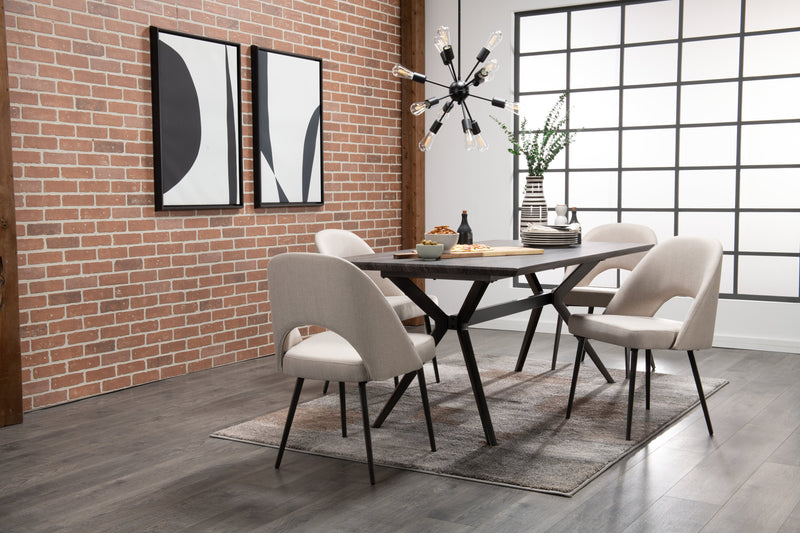 Elijah Dining Chair with Linen-Look Fabric, Metal - Taupe