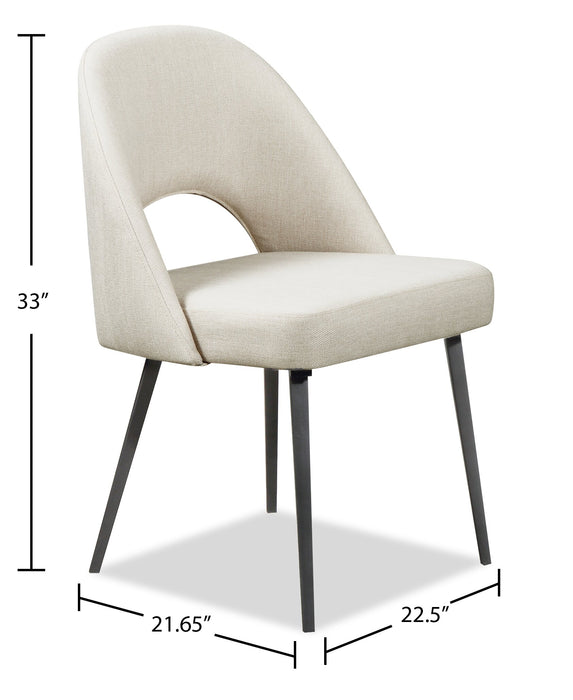 Elijah Dining Chair with Linen-Look Fabric, Metal - Taupe