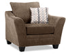 Made in Canada Febe 43\" Chenille Fabric Condo Size Chair with Flared Arms and Wood Legs - Brown