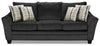 Made in Canada Febe 100\" Chenille Fabric Sofa with Flared Arms and Accent Pillows - Charcoal Grey