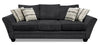 Made in Canada Febe 100\" Chenille Fabric Queen-Size Sofa Bed with Flared Arms - Charcoal Grey