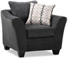 Made in Canada Febe 43\" Chenille Fabric Condo Size Chair with Flared Arms and Wood Legs - Charcoal Grey
