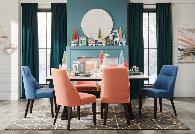 Gabi Dining Chair with Linen-Look Fabric - Blue