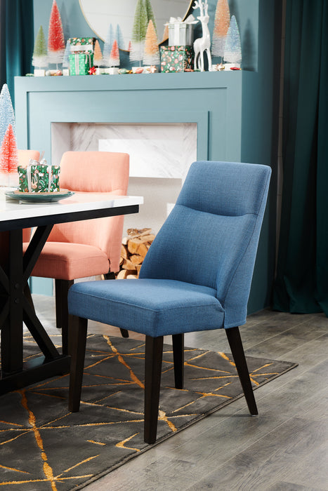 Gabi Dining Chair with Linen-Look Fabric - Blue