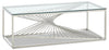 Andreas 47.25\" Modern Glass Top Coffee Table - Silver with Chrome Metal Base
