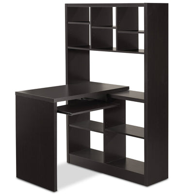 Mollie Reversible Desk with Bookcase - Espresso