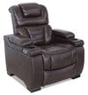 Hugo 37\" Genuine Leather Power Reclining Chair with Power Headrest, Dual Cupholders and USB Port - Brown