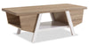 Malik 47.25\" Modern Coffee Table with Storage and Shelf - White and Light Brown