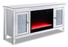 Margo 59\" Glam Electric Fireplace TV Stand with Storage and Cable Management for TVs up to 65\"- Silver