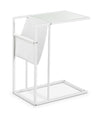 Durham 19\" C-Shaped Accent Table with Frosted Glass Top - White