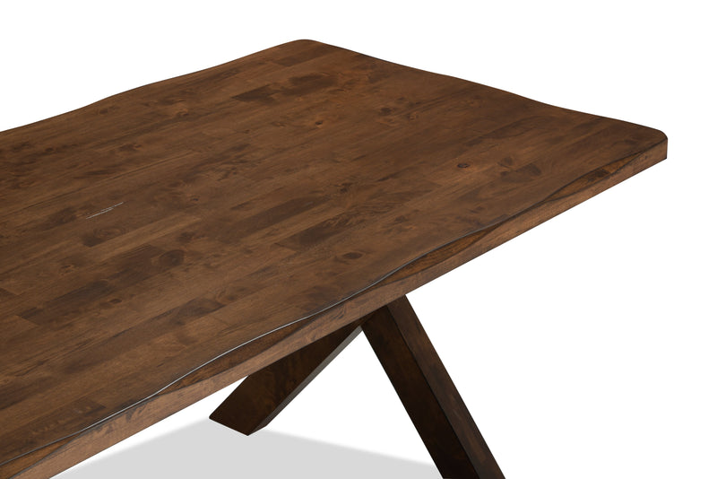 Plum Dining Table, Wood, Live-Edge Look, 70.75\"W- Nutmeg Brown