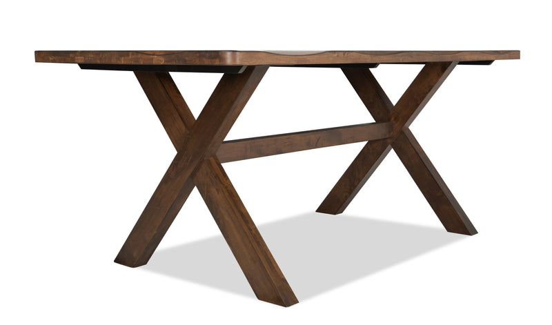 Plum Dining Table, Wood, Live-Edge Look, 70.75\"W- Nutmeg Brown