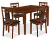 Aran 5pc Dining Set with Table & 4 Chairs, 60\"W - Brown