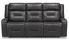 Ryker 82.5\" Leather-Look Reclining Sofa with Storage Arms - Grey
