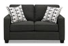 Made in Canada Sawyer 57\" Linen-Look Fabric Loveseat with Reversible Cushions and Accent Pillows - Charcoal Grey