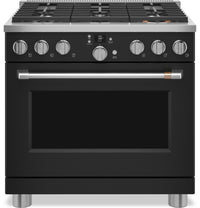 Cafe 5.7 Cu. Ft. Smart Dual Fuel Range with True European Convection and Self Clean Racks - Matte Bl…