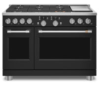 Cafe 8.25 Cu. Ft. Smart Dual Fuel Range with True European Convection and Self Clean Racks - Black -…