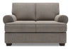 Made in Canada Customizable Sofa Lab Roll 64\" Linen-Look Fabric Loveseat with Rolled Arms - Luna Smoke Grey