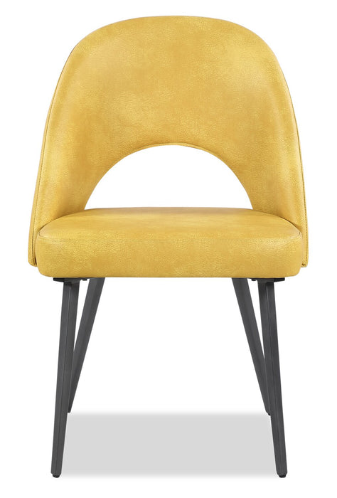 Kort & Co. Bay Dining Chair with Vegan Leather Fabric, Metal - Mustard