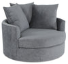 Made in Canada Grande 48\" Chenille Fabric Cuddler Accent Chair - Plush Thunder Grey