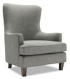 Made in Canada Sofa Lab Customizable Wingback 32\" Velvet Fabric Accent Chair - Platinum Grey