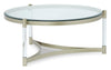 Silas 40.75\" Modern Round Glass Top Coffee Table - Platinum with Metal and Acrylic