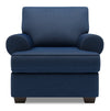 Made in Canada Sofa Lab Customizable Roll 42\" Linen-Look Fabric Chair with Rolled Arms - Pax Navy Blue